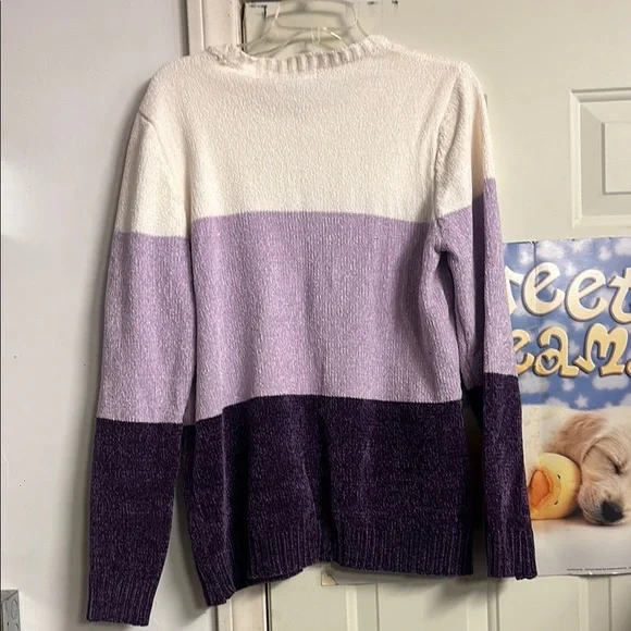 Karen Scott Purple and White Sweater L - Picture 6 of 6